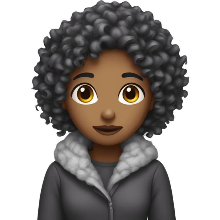 Curly Girl with cold emoji