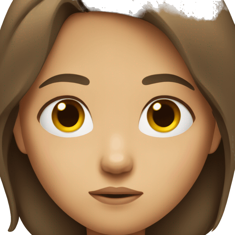 Girl with brown hair frowning emoji