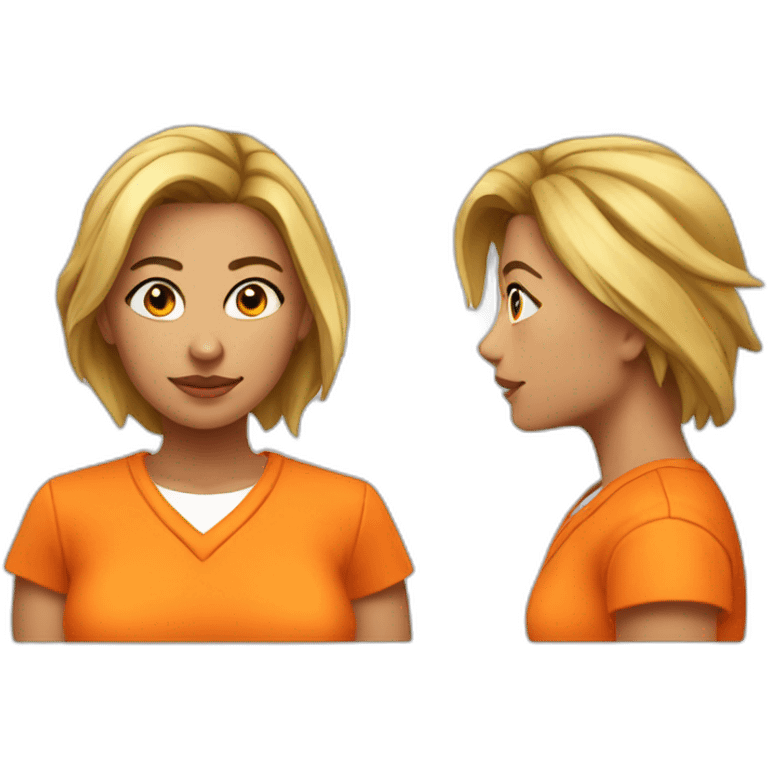 female prisoner in orange jumpsuit mugshot emoji