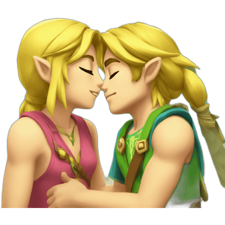 Zelda and link kiss love with beach clothes emoji