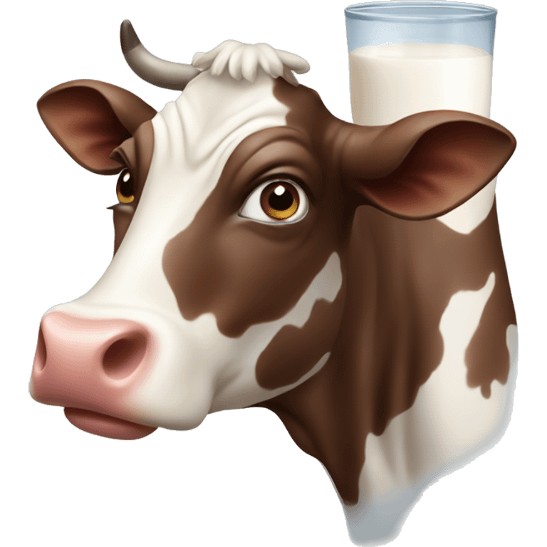 A cow that gives milk with chocolate emoji