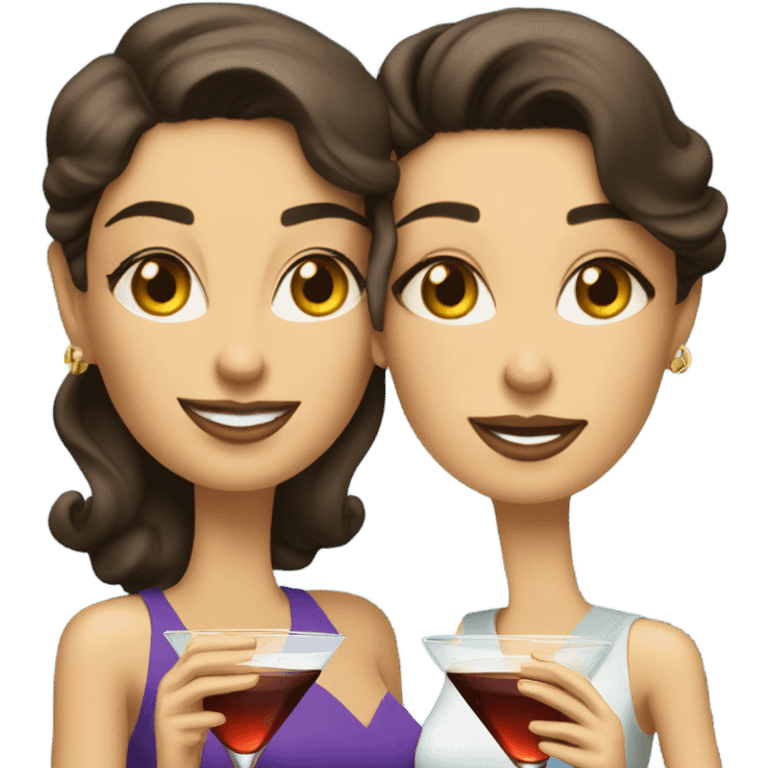 rich caucasian women two friends sipping martinis brunettes emoji