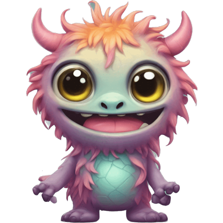 enchaintig world of whimsical and legandary cute monsters.magical creature.artistic emoji