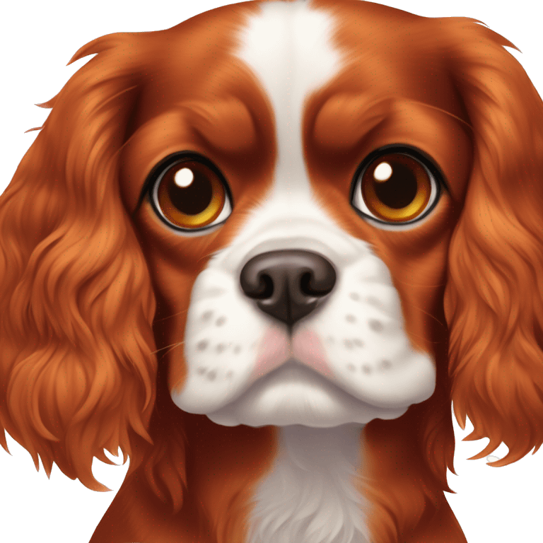 Ruby coloured cavalier King Charles full body no white fur all red fur emoji