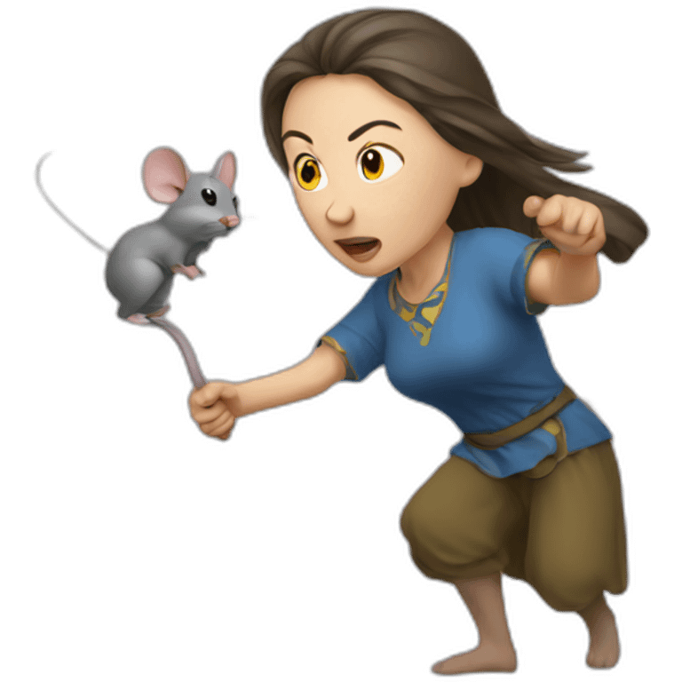 Ukrainian woman fighting a mouse  emoji