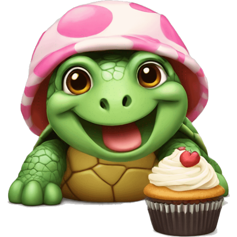 turtle eating a cupcake emoji