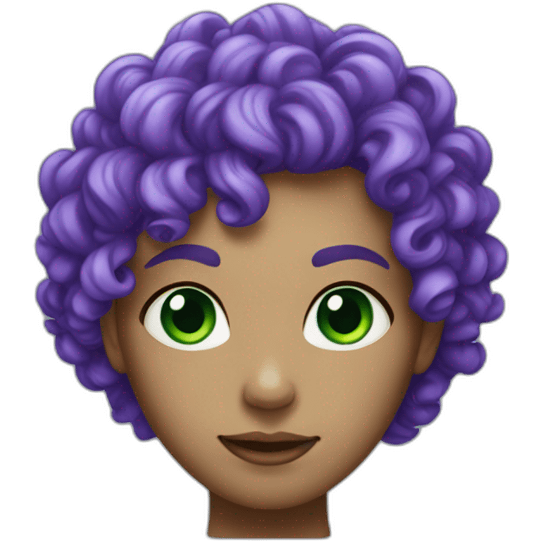 curly purple hair, green skin, blue eyes emoji