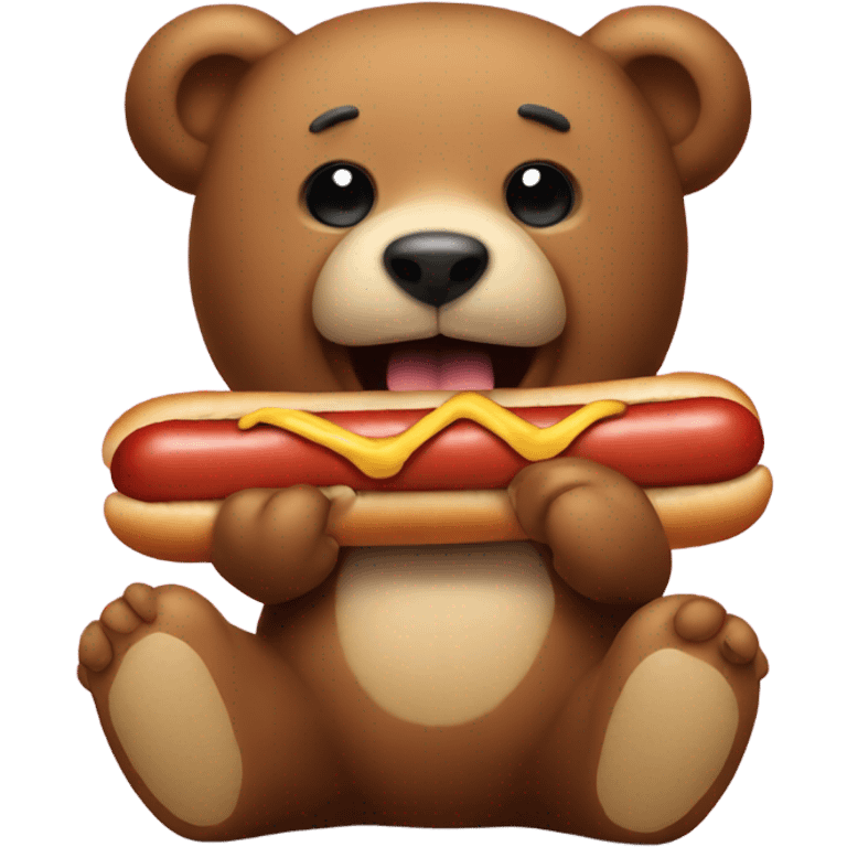 Teddy bear eating a small hotdog emoji