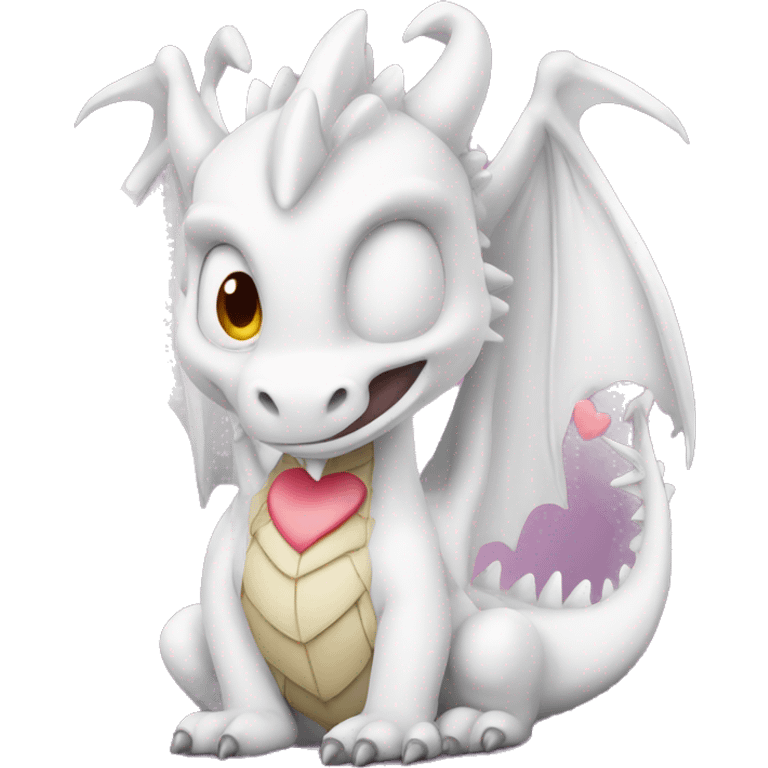 White Dragon with hearts emoji