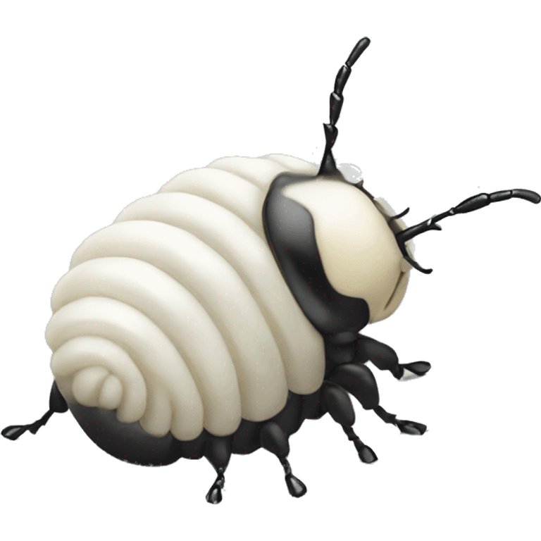 White beetle grub with a small black head profile view emoji