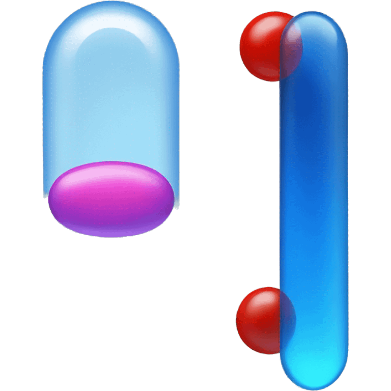 small semi-translucent red pill floating next to a small semi-translucent blue pill emoji