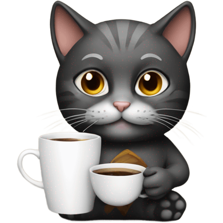 cat programmer drinking coffee while debugging code emoji