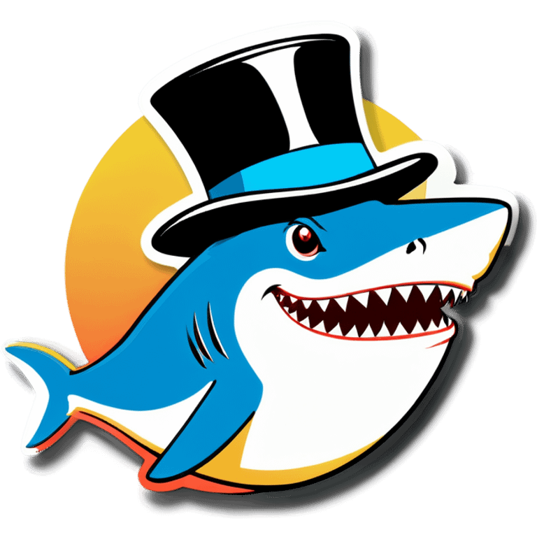 Shark with a top hat emoji