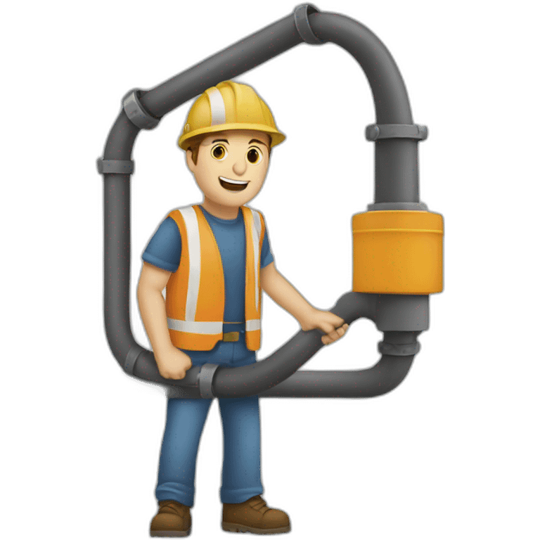 man working with big pipe and cables emoji