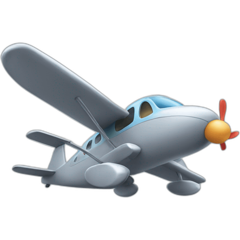 Cute grey happy cat flying an airplane emoji