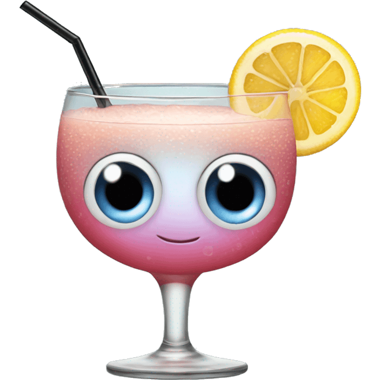 cocktail with eyes and lashes emoji