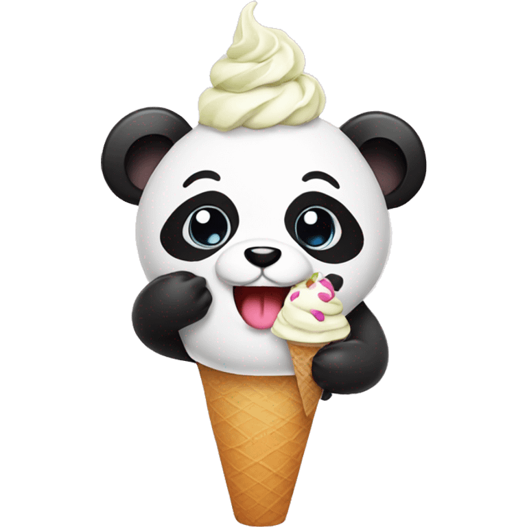 Panda eating ice cream emoji