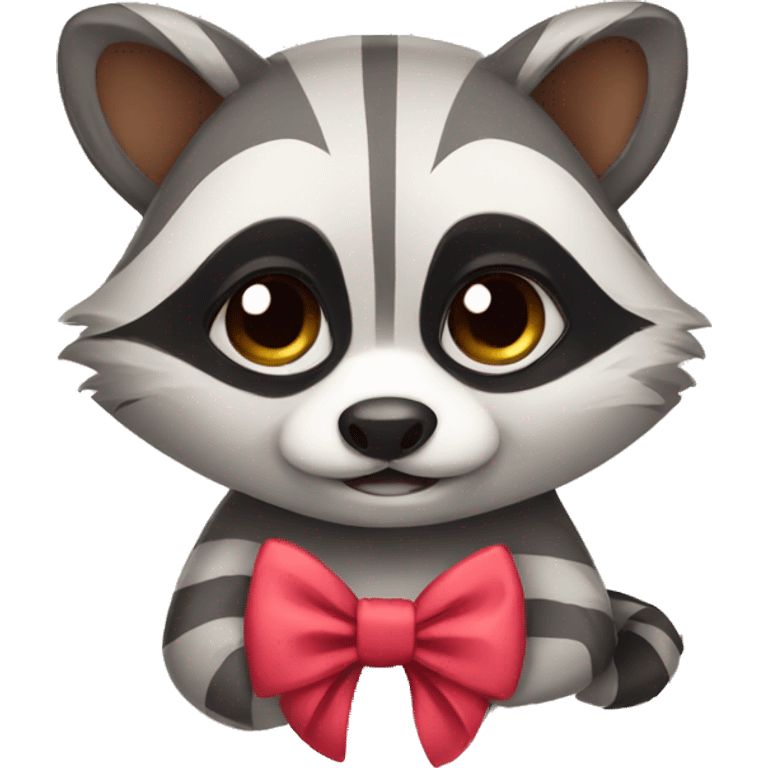 cute raccoon wearing a bow emoji