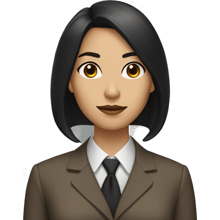 Female defense attorney with long black hair with brown suit emoji