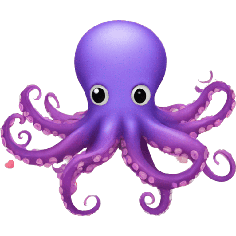 octopus with red hearts surrounding  emoji