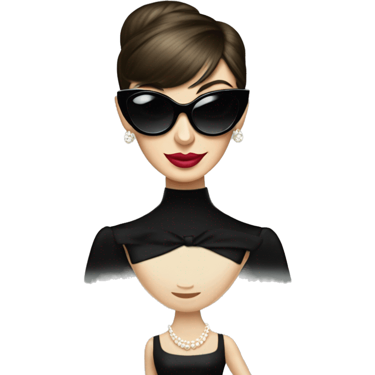 audrey hepburn holly golightly character sunglasses and black dress emoji