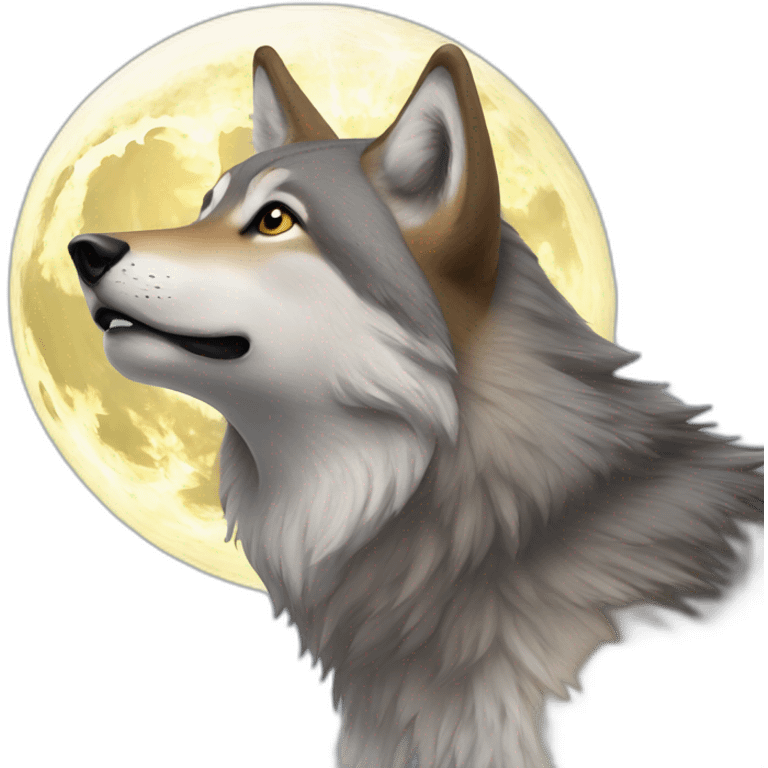 Loup avec une pleine lune emoji