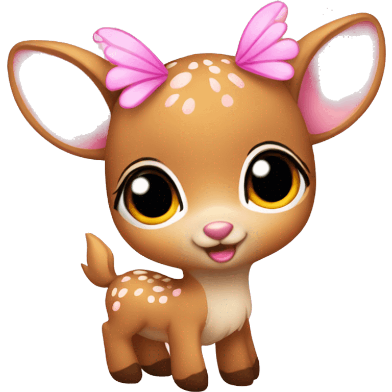 baby deer with fairy wings and a pink bow around its neck  emoji