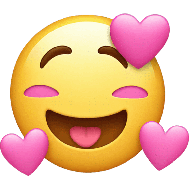 Cute friendly smiley emoji with pink hearts around it emoji