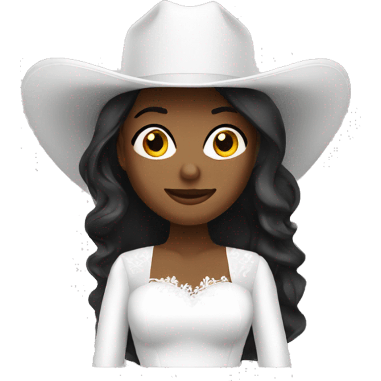 bride with a cowboy hat white emoji