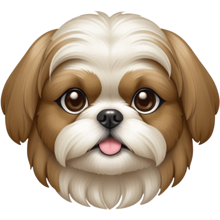 Cinematic Noble Shih Tzu Portrait Emoji, Poised and elegant, with a luxurious, flowing fur in refined muted tones, delicate features and wise, gentle eyes, simplified yet meticulously detailed, glowing with a soft, regal radiance, high shine, exuding quiet dignity and timeless charm, soft glowing outline, capturing the essence of a noble Shih Tzu that epitomizes refined poise! emoji