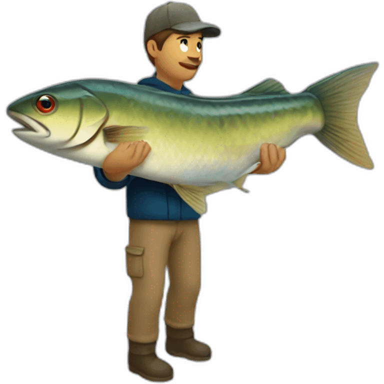 A fish fishing an human emoji