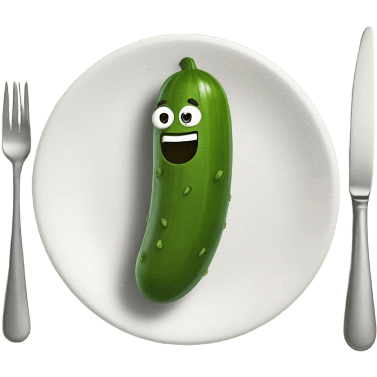 Pickle riding a fork emoji