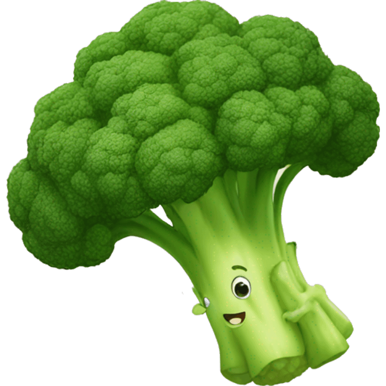 Broccoli cartoon running fast emoji