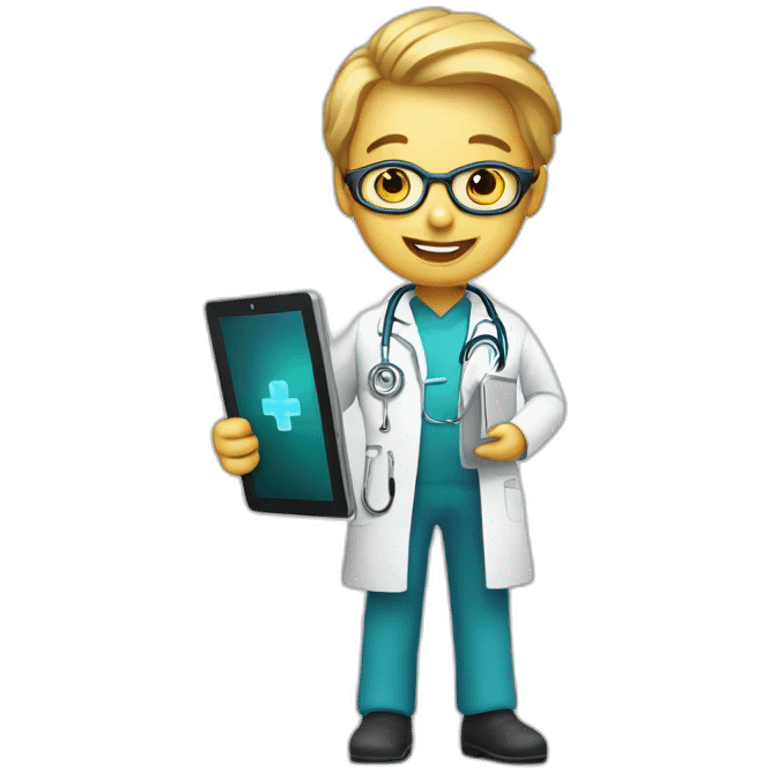 Digital medical doctor with tablet pc emoji