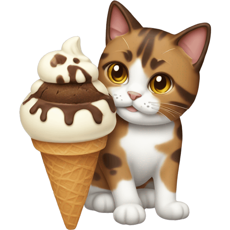 Icecream with brown calico cat emoji