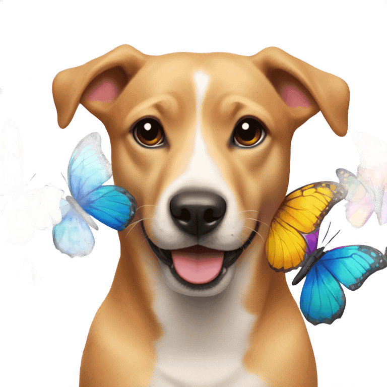 Dog with butterflies and baubles  emoji