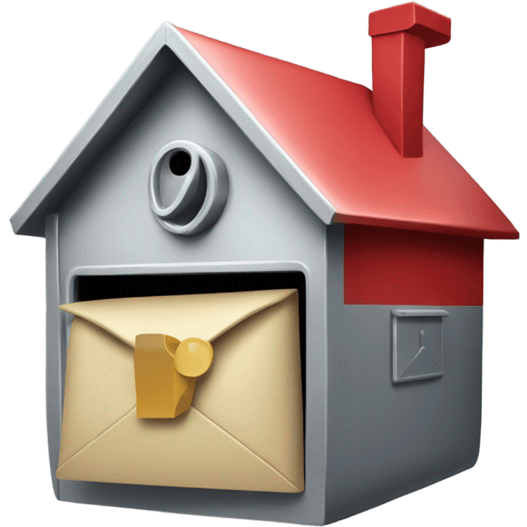 A very large house shaped like mailbox, with a metal mail flag on the front emoji