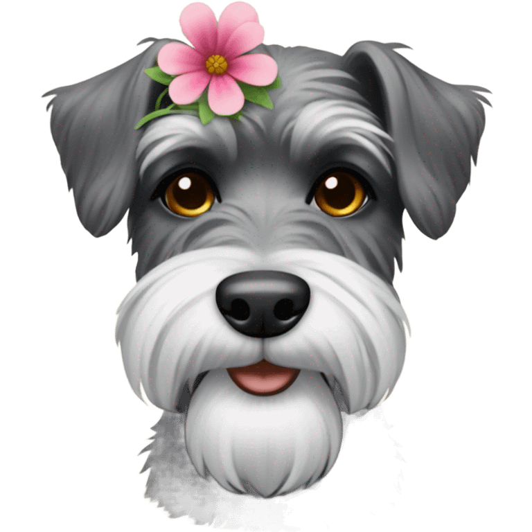 Schnauzer with flower in hair emoji