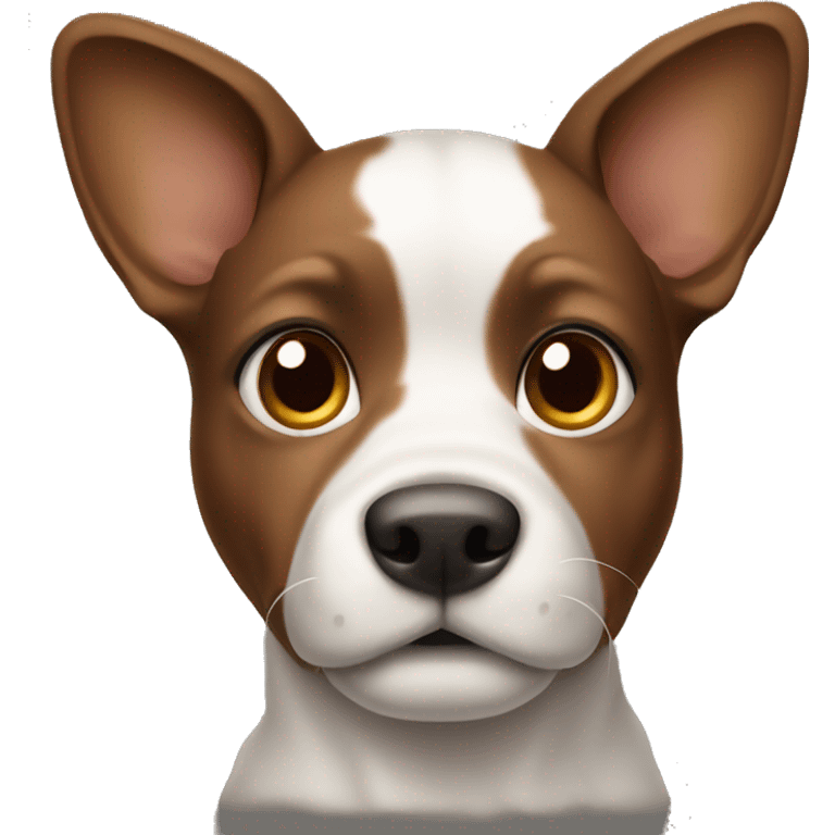 dog with half white and brown face with ears sticking up emoji