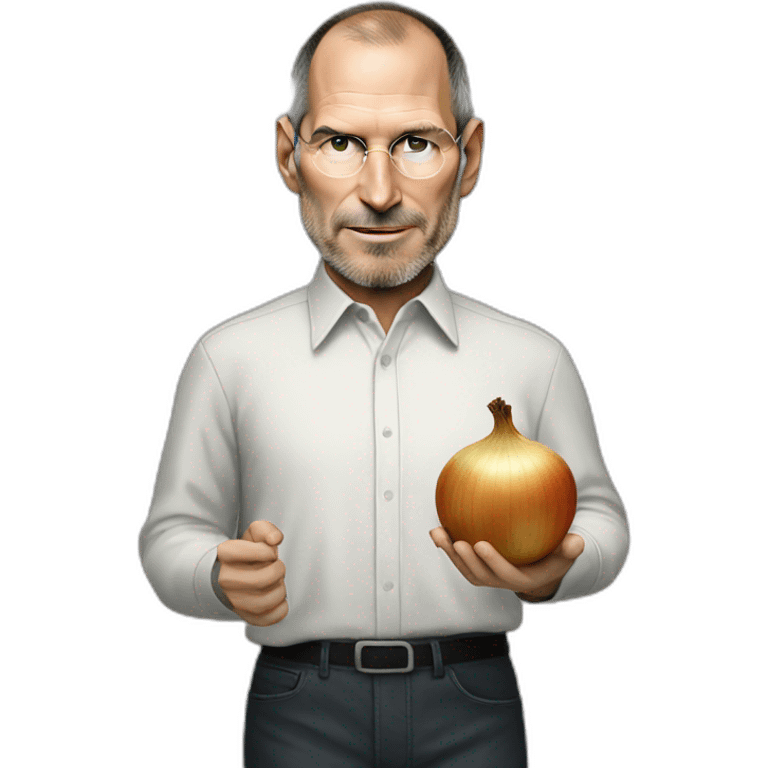 steve jobs with onion head emoji