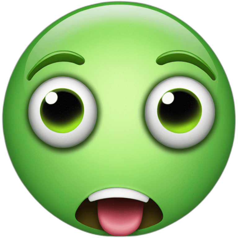 a green smiley very very shoked with big round eyes and mouth wide open emoji