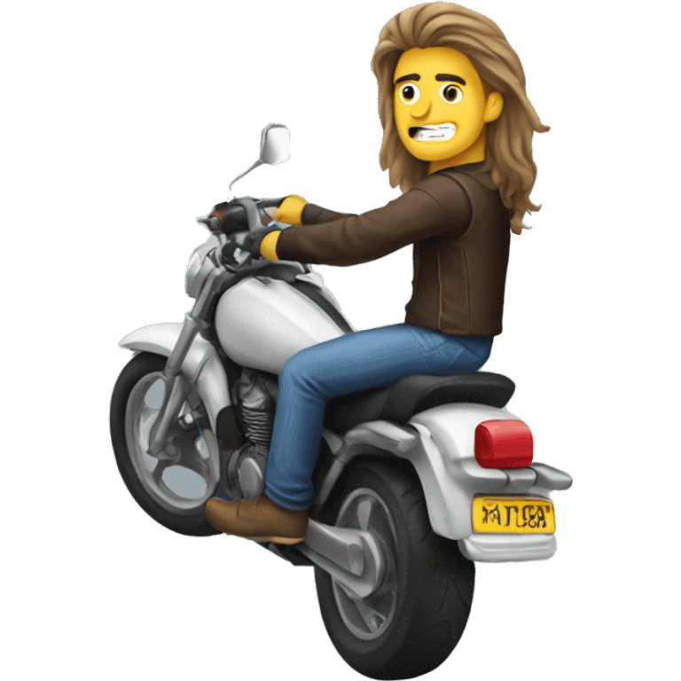 Long haired male on motorbike emoji