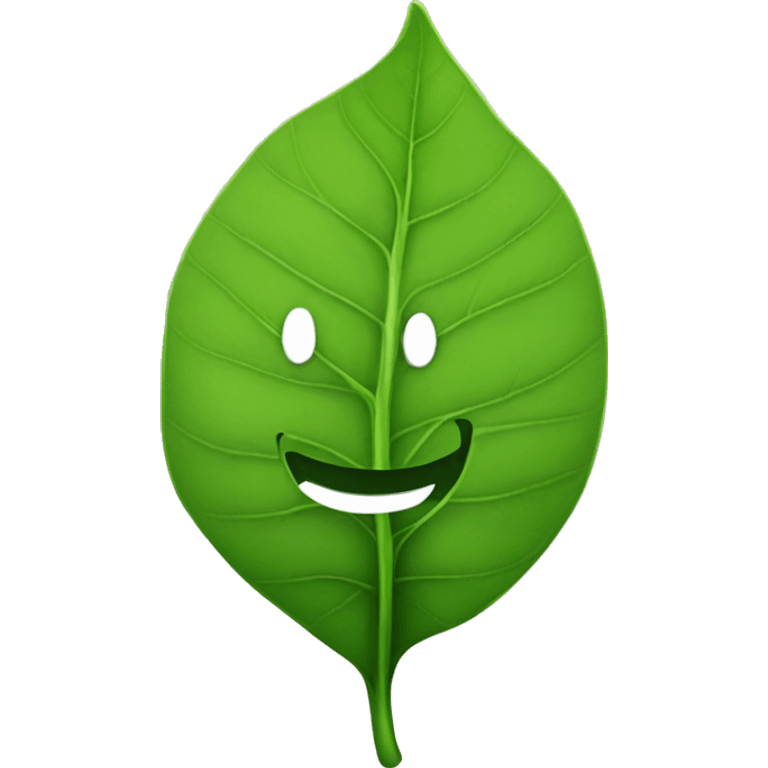 A leaf with a big smiley face  emoji