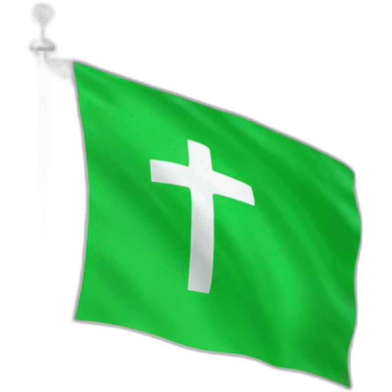 White flag on a flagpole with a green cross emoji