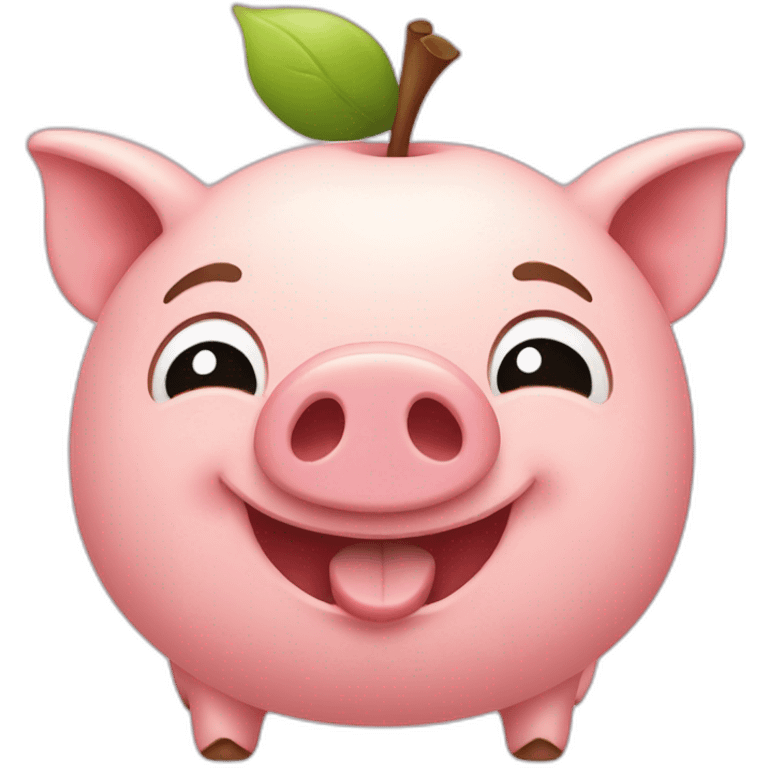 Apple-style pig blushing smiling emoji