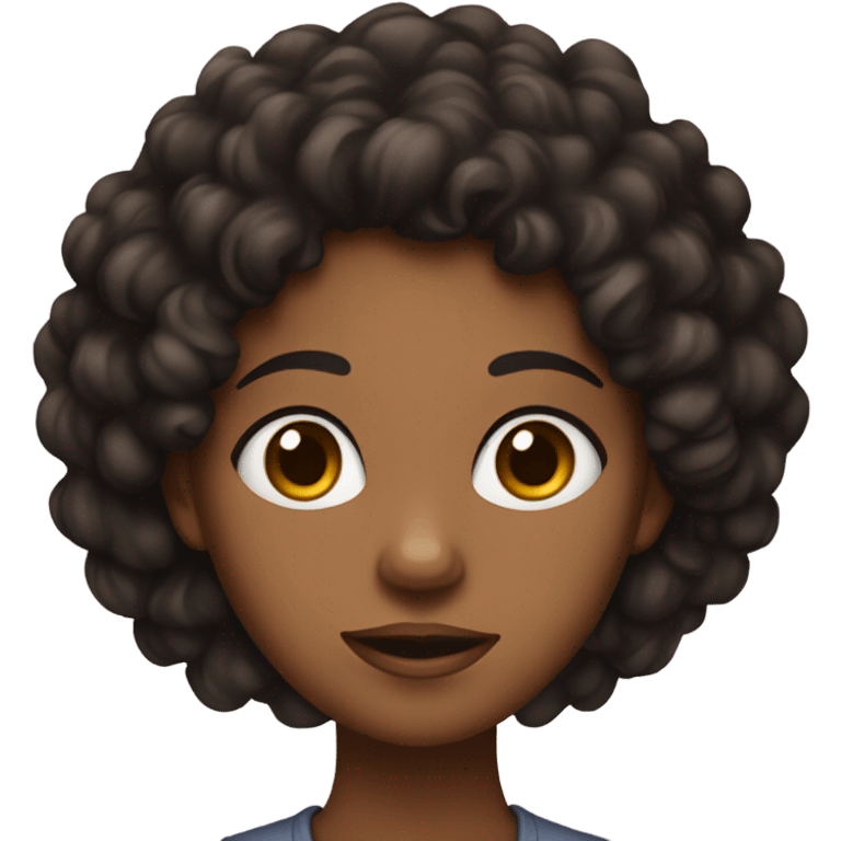 Sneaky brown skinned girl with black curly hair emoji