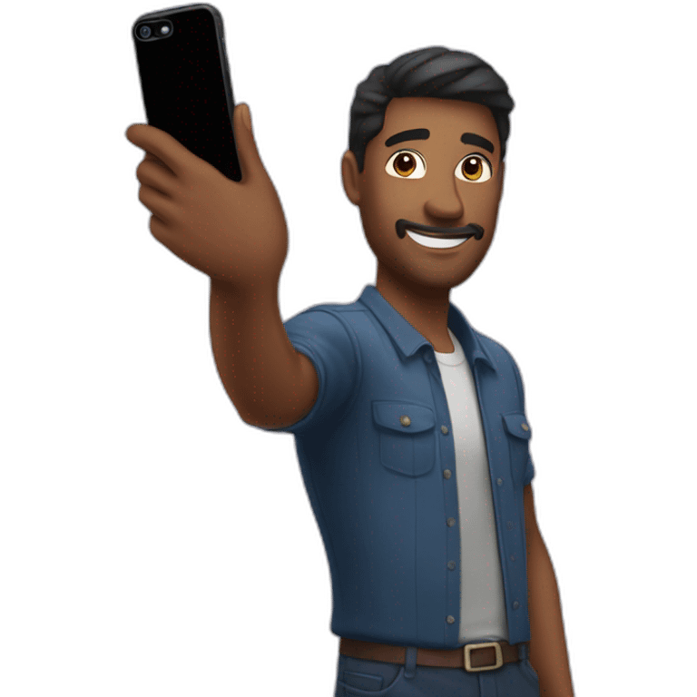 A man who taking selfie with Iphone 14 emoji