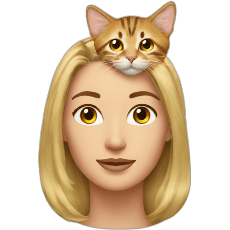 tabby cat on blonde woman's head emoji