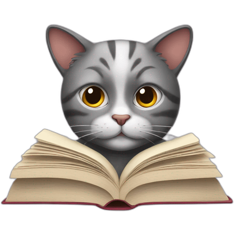 Cat reading books emoji