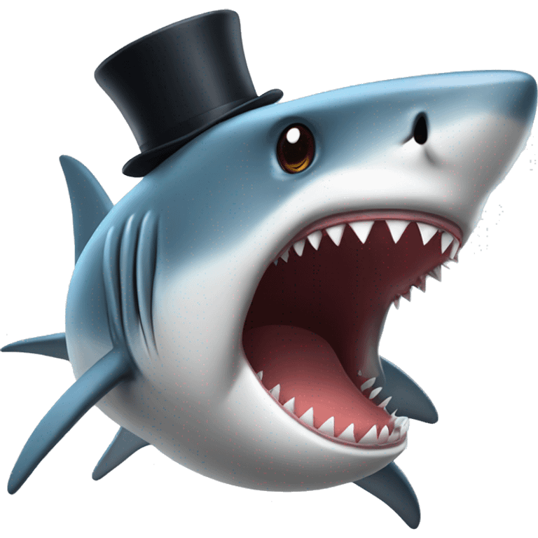 Shark with a top hat emoji